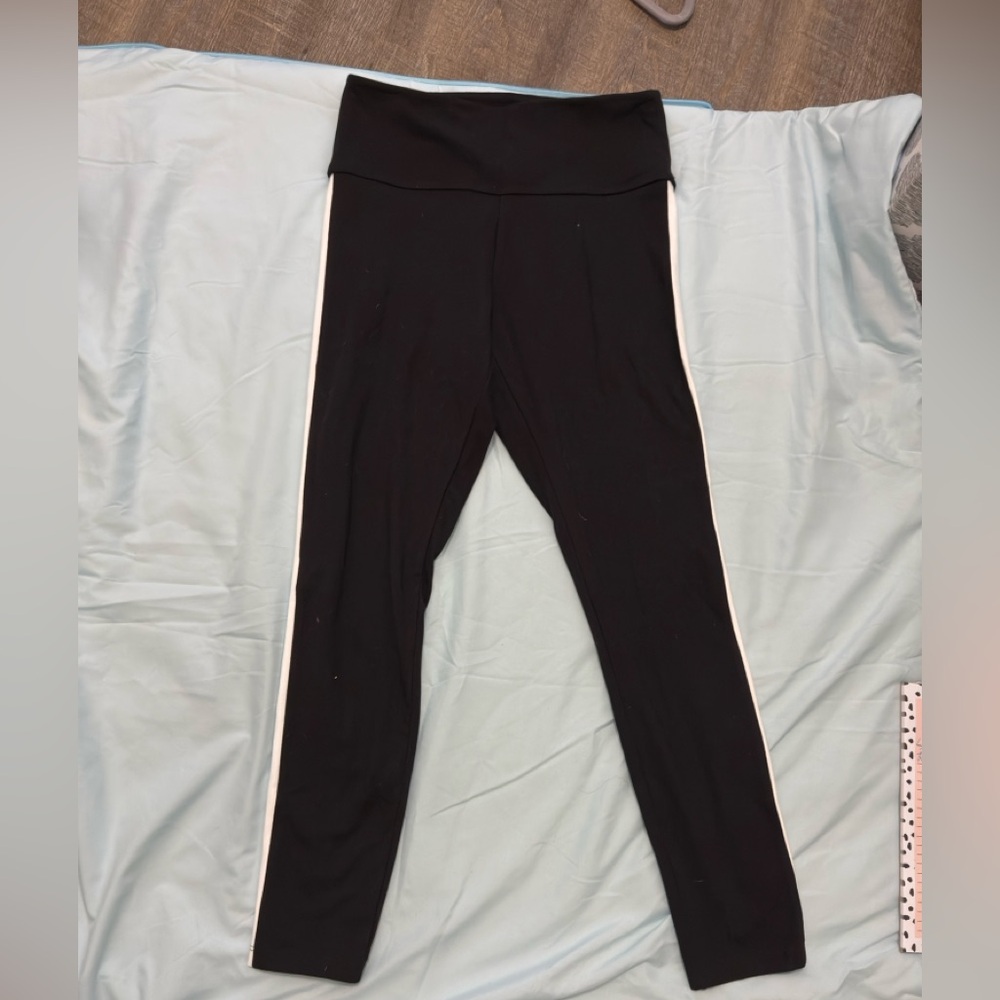 PINK Victoria's Secret Black Leggings with White Stripe